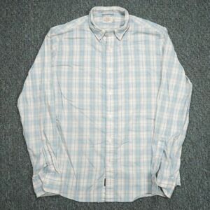 Faherty Shirt Mens Medium White Pink Blue Plaid Movement Button Stretch